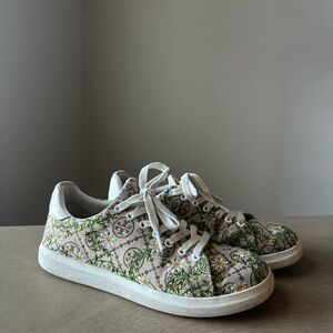 Tory Burch white and green floral sneakers